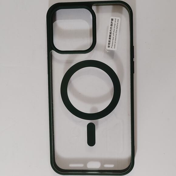 Magnetic Clear Case With Deep Green Trim For iPhone 15 Pro Max Phone - Picture 1 of 5
